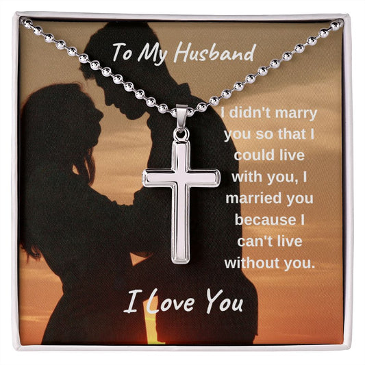 To My Husband- Stainless Cross Necklace